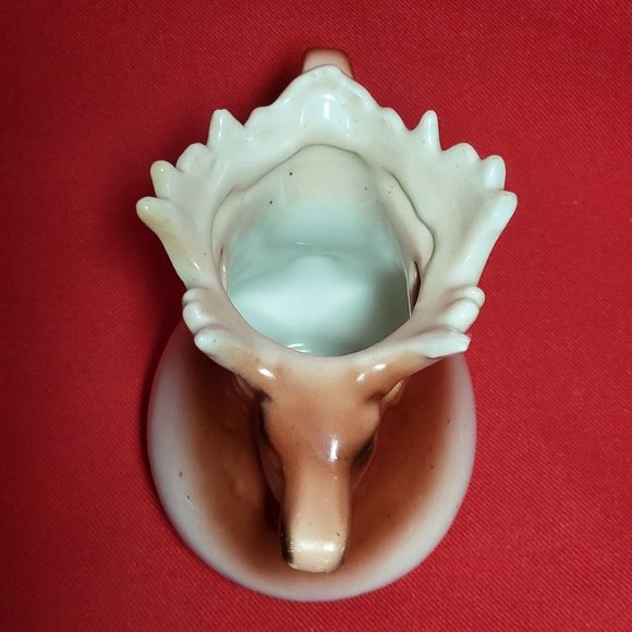 VTG Elk Moose Antlers Ceramic Porcelain Handled Pitcher Creamer Planter Decor - Picture 4 of 13